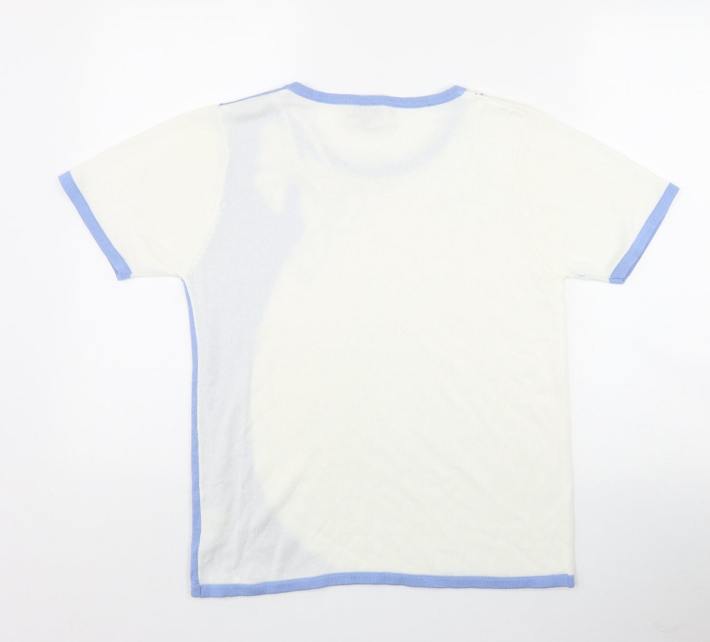 Westwood Ho Womens Ivory  Acrylic Basic T-Shirt Size M Round Neck - Bow