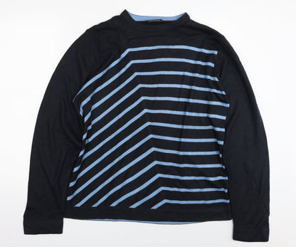 Burton Mens Blue Crew Neck Striped Acrylic Pullover Jumper Size L