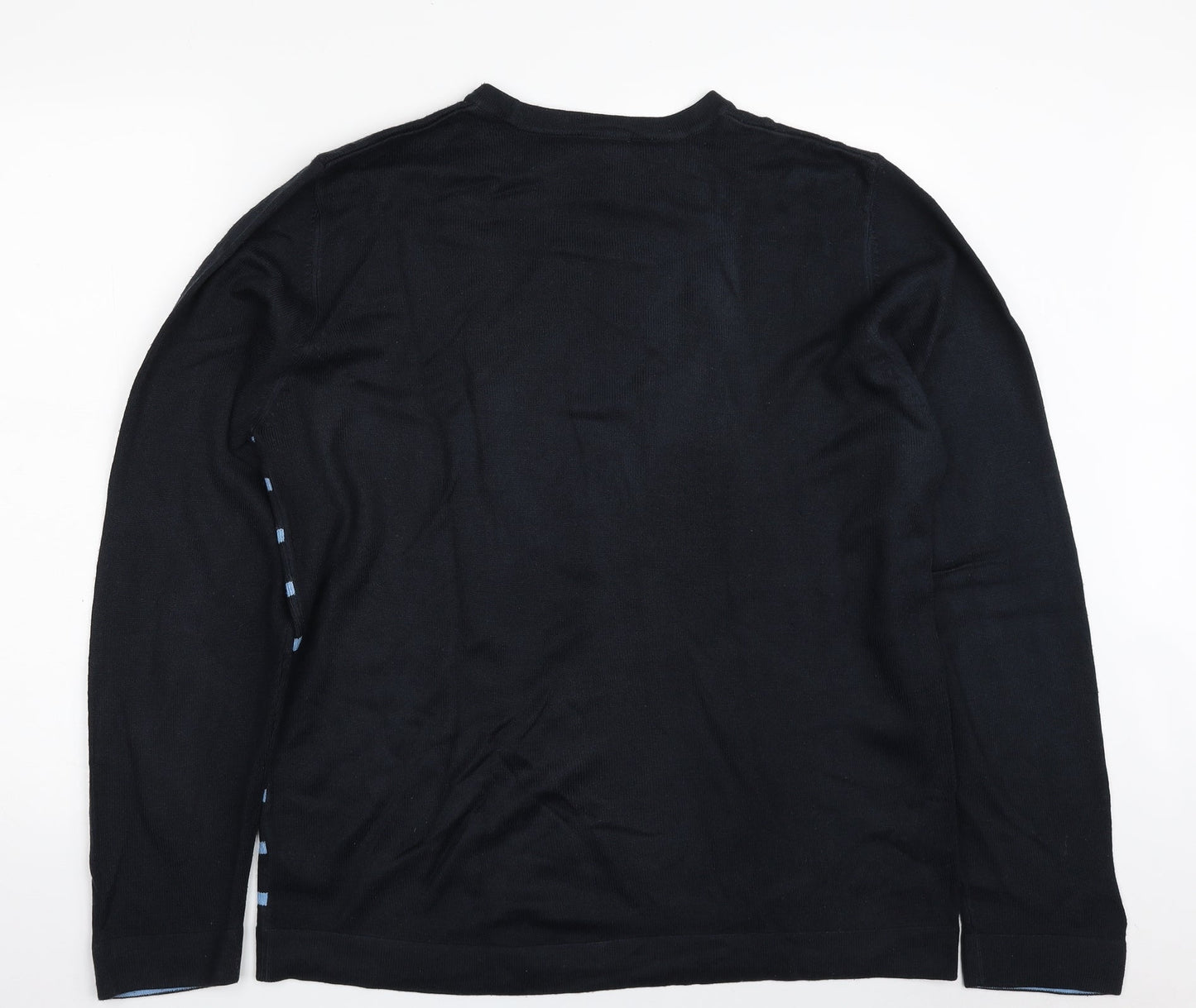 Burton Mens Blue Crew Neck Striped Acrylic Pullover Jumper Size L