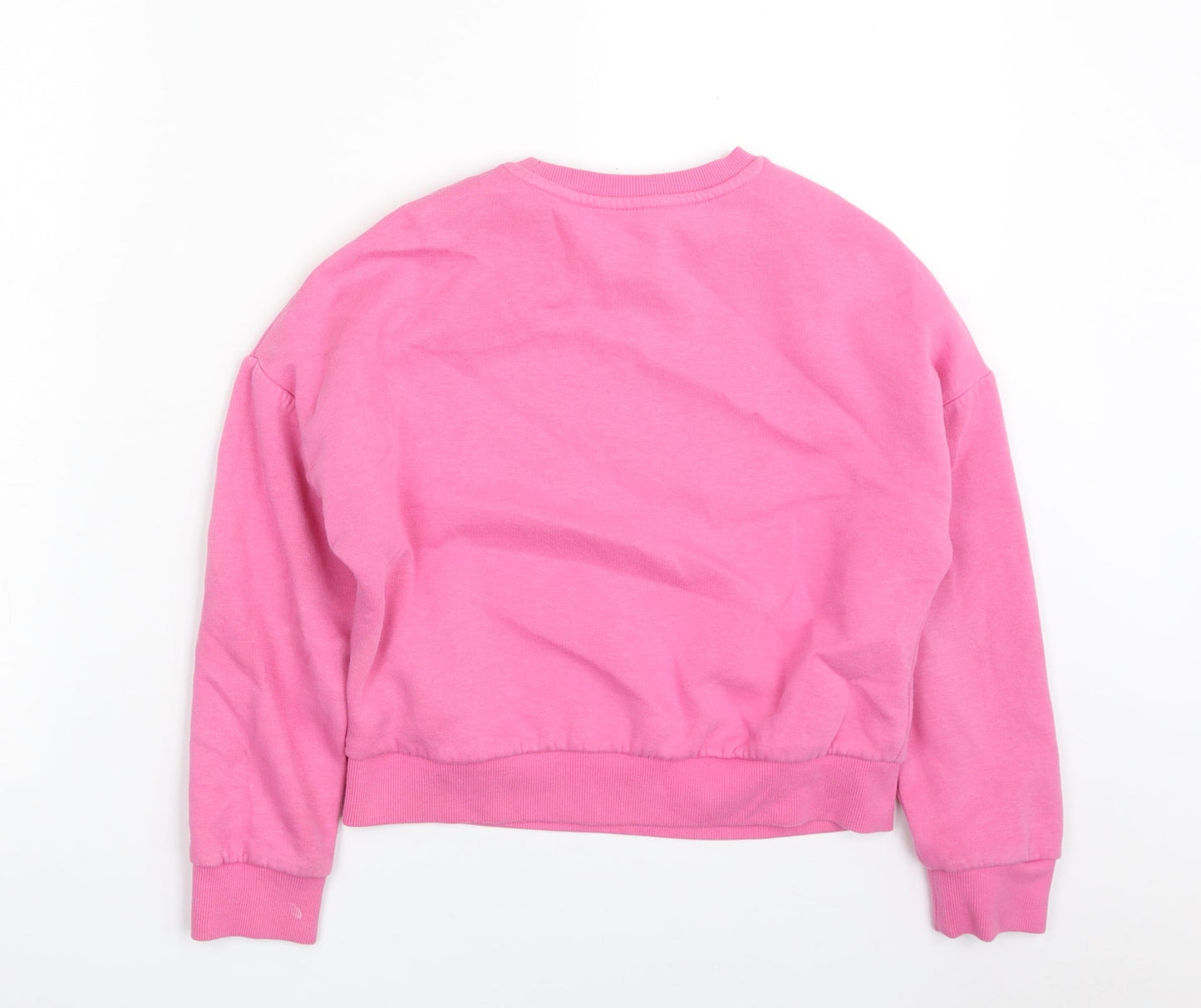 Marks and Spencer Girls Pink  Cotton Pullover Sweatshirt Size 9-10 Years  Pullover - Positive State of Mind