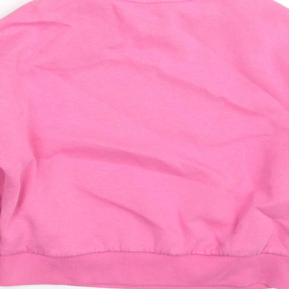 Marks and Spencer Girls Pink  Cotton Pullover Sweatshirt Size 9-10 Years  Pullover - Positive State of Mind