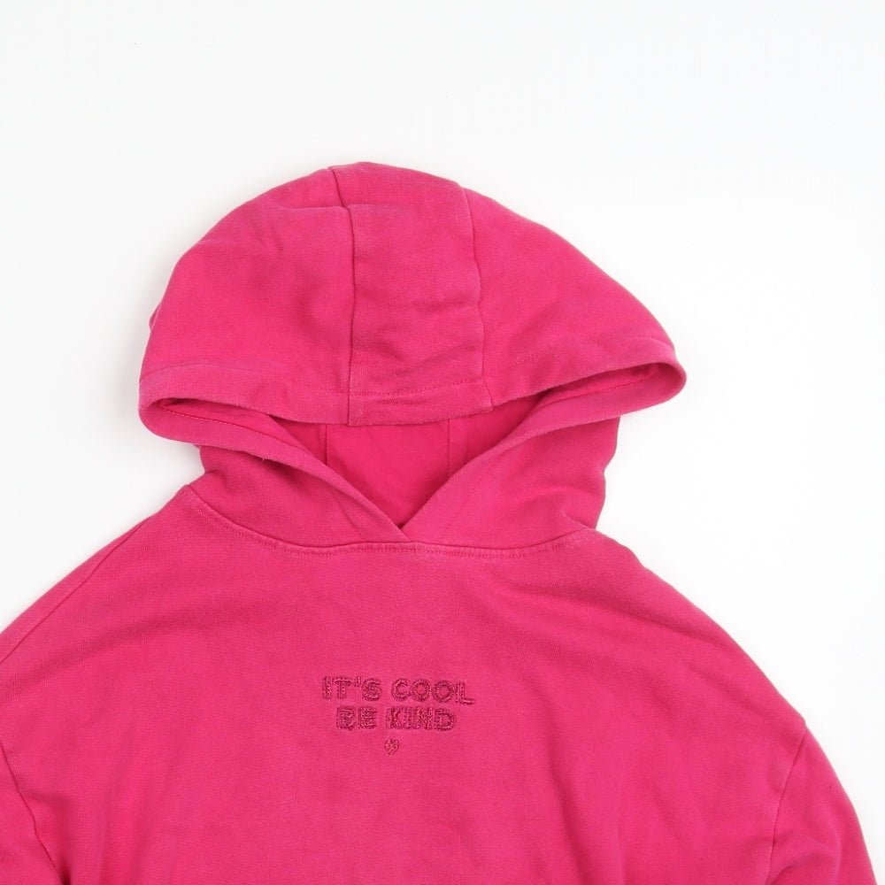 NEXT Girls Pink  Cotton Pullover Hoodie Size 9 Years  Pullover - It's Cool ; Be Kind