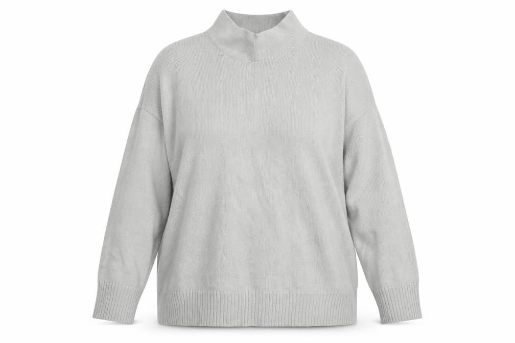 Front view of Missguided women’s grey high neck acrylic jumper, size UK 14, -, size UK 14-16