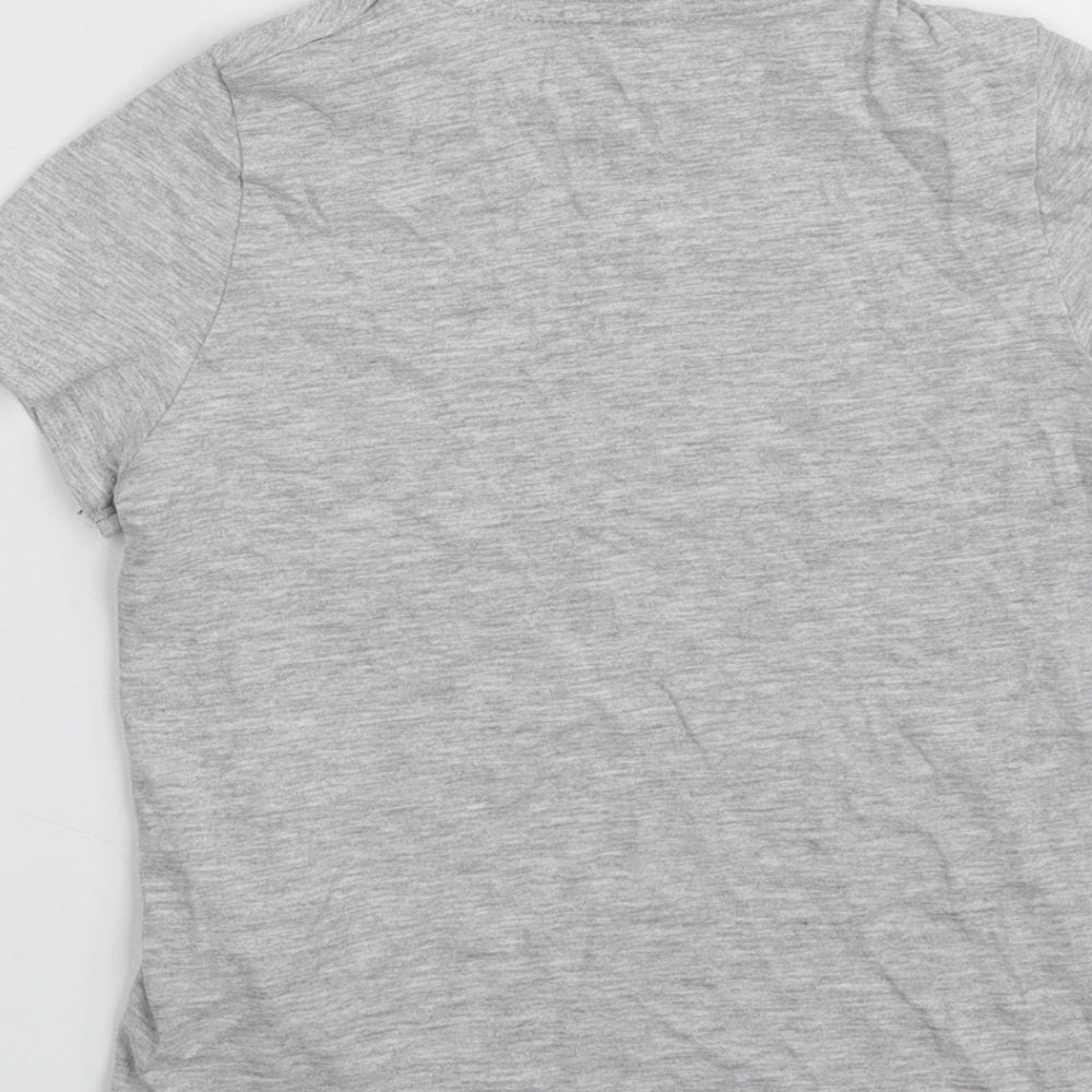 Marks and Spencer Girls Grey  Cotton Pullover T-Shirt Size 6-7 Years Crew Neck Pullover
