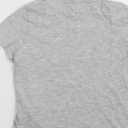 Marks and Spencer Girls Grey  Cotton Pullover T-Shirt Size 6-7 Years Crew Neck Pullover