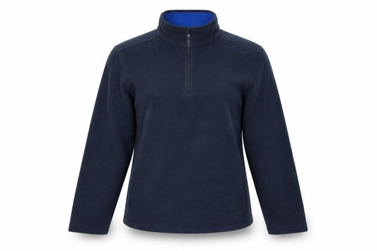 Front view of Quechua women’s blue 100% polyester pullover sweatshirt, size S, zip