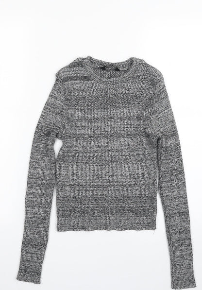 New Look Girls Grey Crew Neck  Acrylic Pullover Jumper Size 12 Years  Pullover
