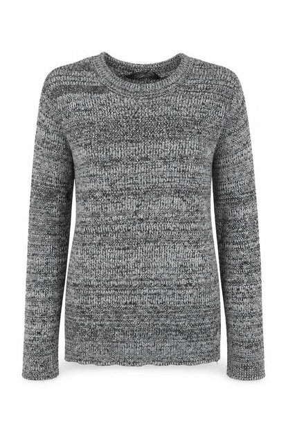 Front view of New Look girls’ grey crew neck acrylic jumper, size 12, years pullover