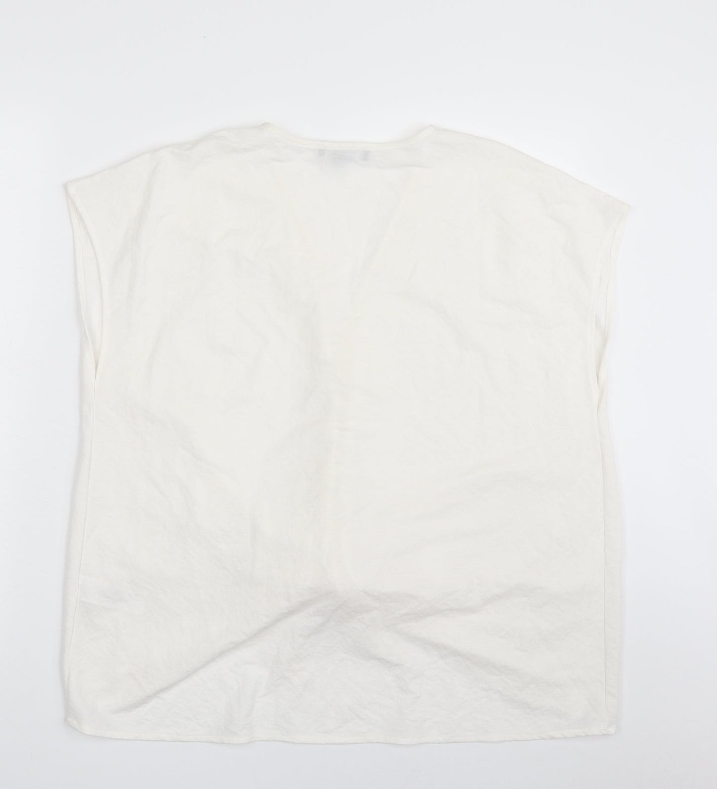 Primark Womens White  Viscose Basic Blouse Size 10 V-Neck - Tie