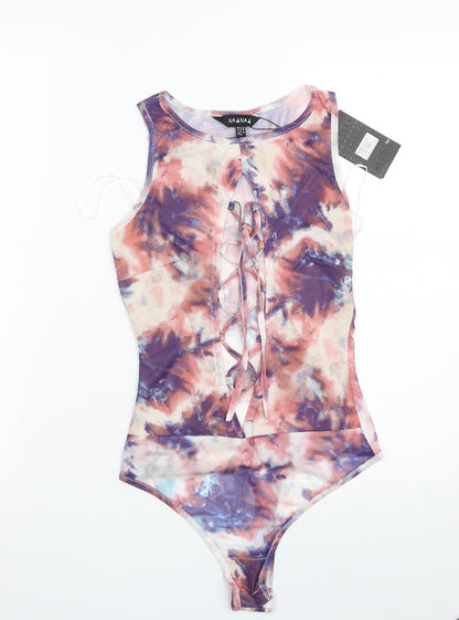 NAANAA  Womens Purple Ombré Polyester Bodysuit One-Piece Size 6  Drawstring - Item Length -28in