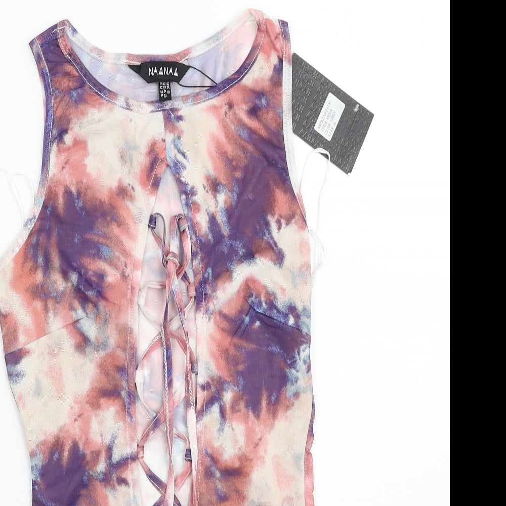 NAANAA  Womens Purple Ombré Polyester Bodysuit One-Piece Size 6  Drawstring - Item Length -28in