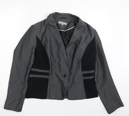 Marks and Spencer Womens Grey Striped  Jacket Blazer Size 16  Button