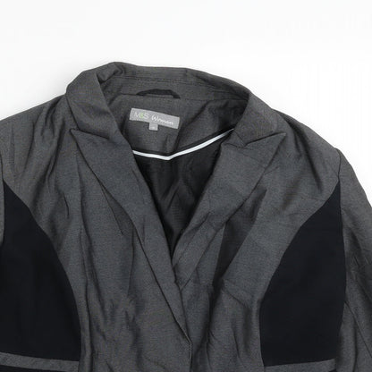 Marks and Spencer Womens Grey Striped  Jacket Blazer Size 16  Button