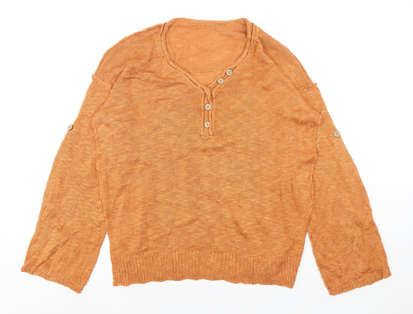 Womens UK Size S Preworn Orange Pullover Jumper