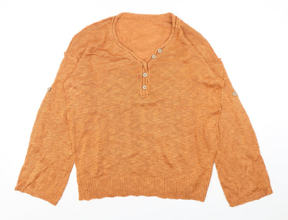 Womens UK Size S Preworn Orange Pullover Jumper