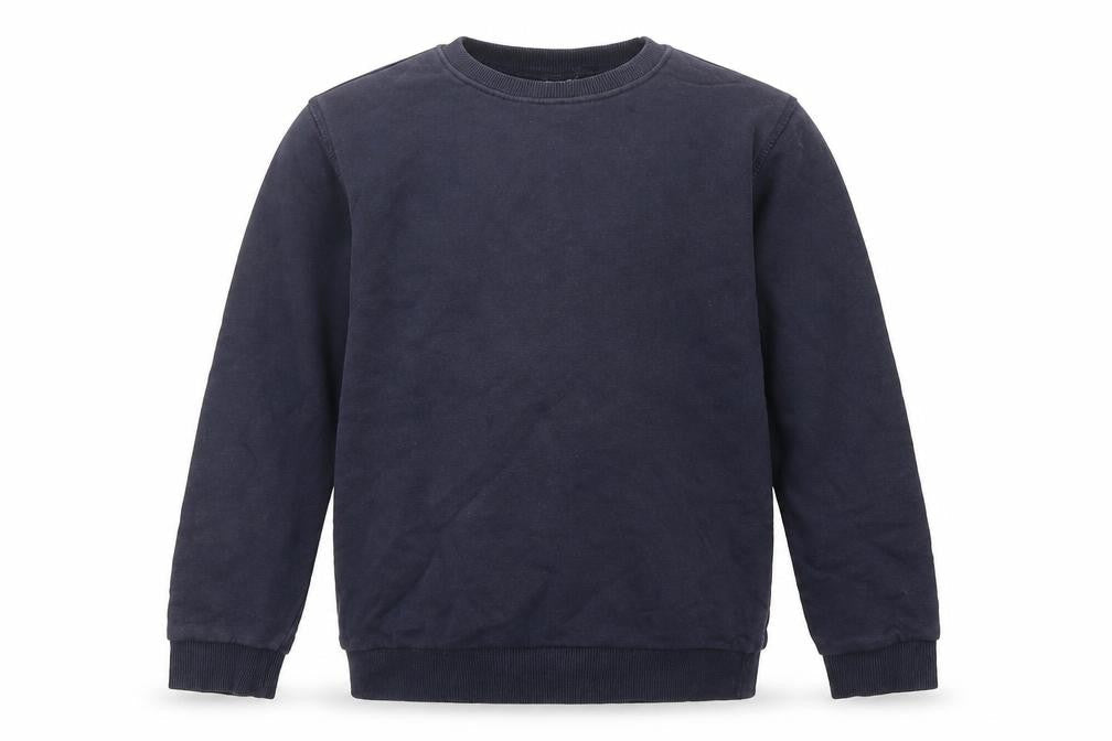 Front view of F&F boys’ blue cotton pullover sweatshirt, size 8-9, years pullover