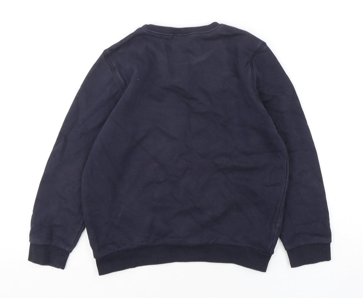 Back view of F&F boys’ blue cotton pullover sweatshirt, size 8-9, years pullover