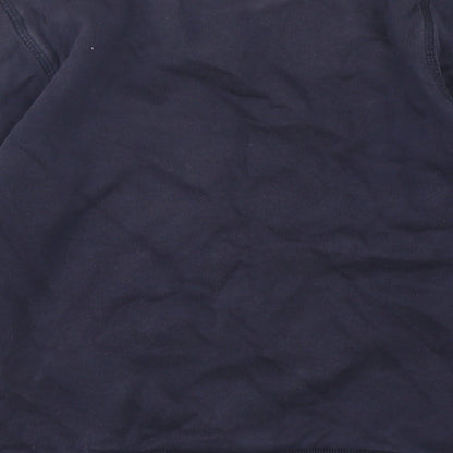 Brand and care label for F&F boys’ blue cotton pullover sweatshirt, size 8-9, years pullover