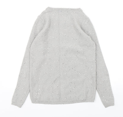 M&Co Womens Grey Round Neck  Nylon Pullover Jumper Size 8