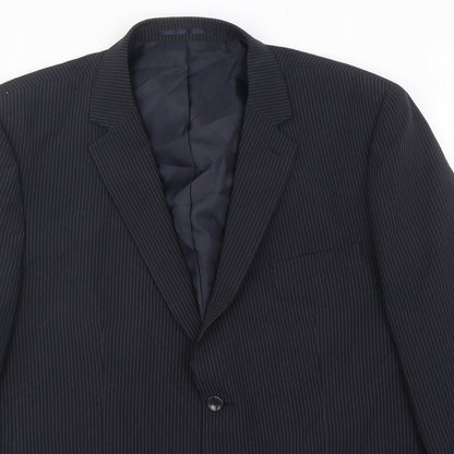 F&F Mens Blue Striped Polyester Jacket Suit Jacket