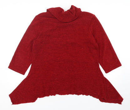 Touch Collection Womens Red Cowl Neck  Polyester Pullover Jumper Size 16
