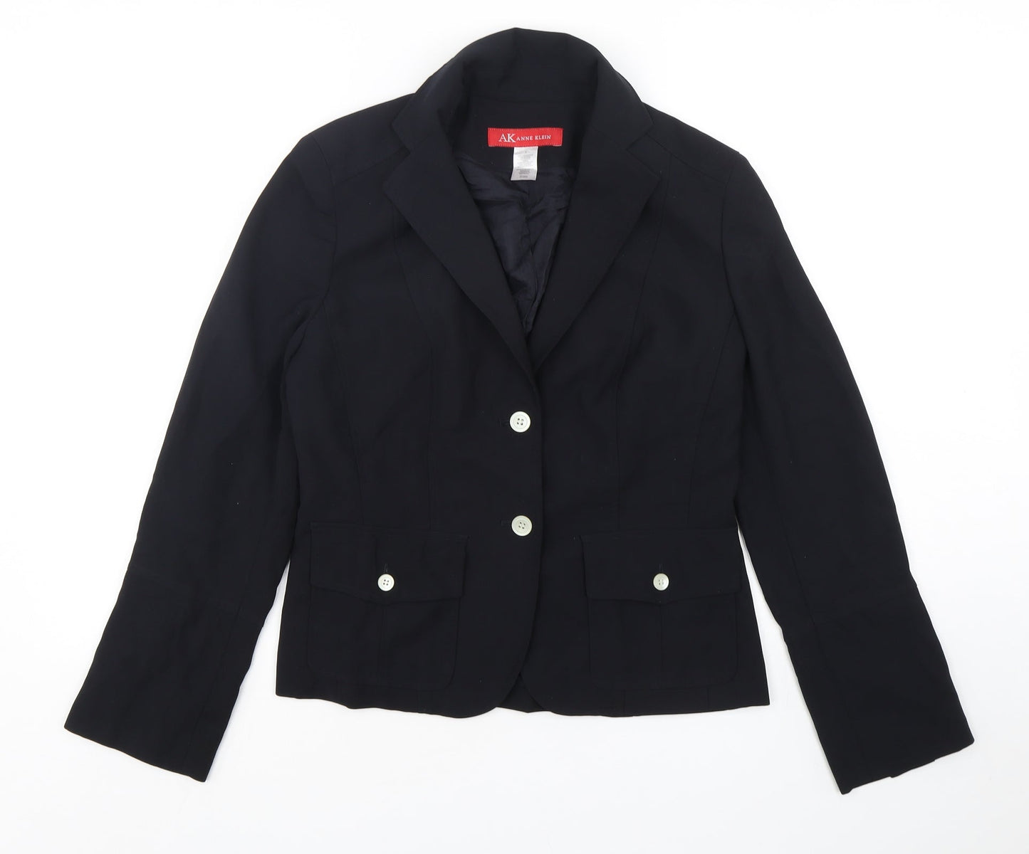 Anne Klein  Womens Black  Polyester Jacket Blazer Size 8