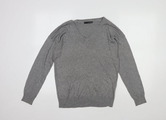 Primark Womens Grey Round Neck  Viscose Pullover Jumper Size 12