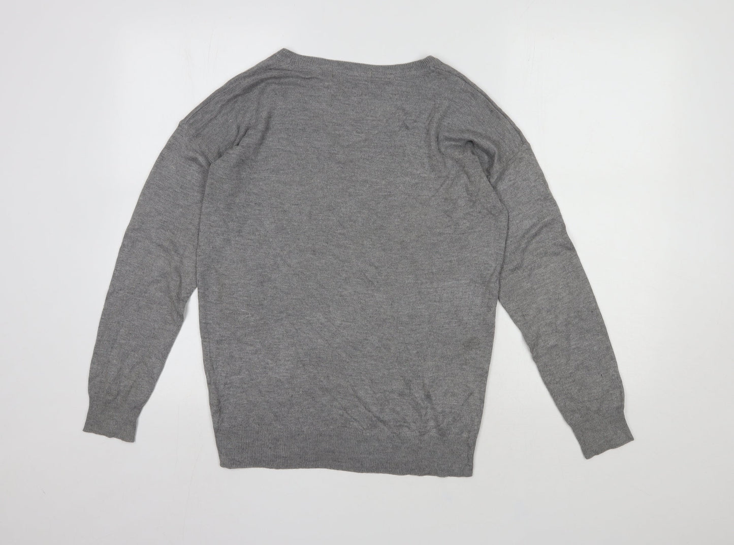 Primark Womens Grey Round Neck  Viscose Pullover Jumper Size 12
