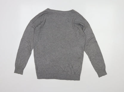 Primark Womens Grey Round Neck  Viscose Pullover Jumper Size 12