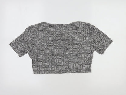 Womens UK Size L PRETTYLITTLETHING Grey Cropped T-Shirt