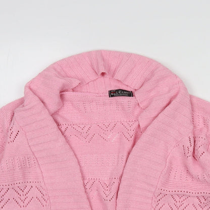 ELLEGANT COLLECTION Womens Orange Round Neck  Cotton Cardigan Jumper Size M