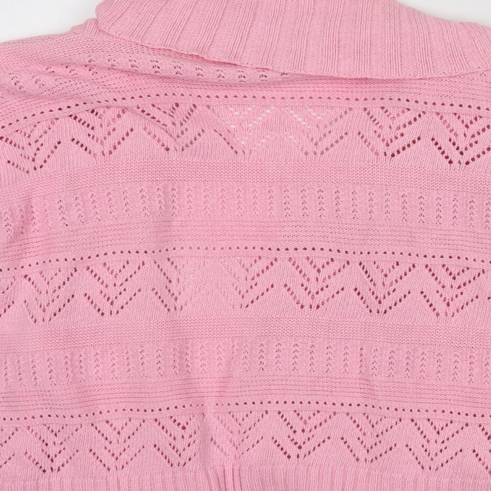 ELLEGANT COLLECTION Womens Orange Round Neck  Cotton Cardigan Jumper Size M