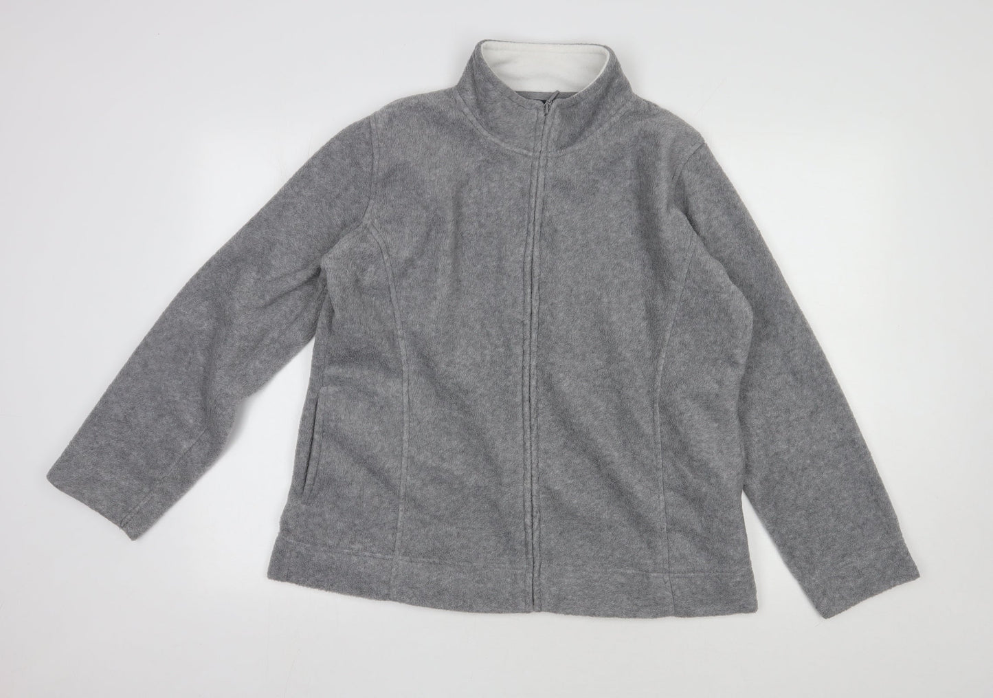 Isle Womens Grey  100% Polyester Full Zip Sweatshirt Size L  Zip
