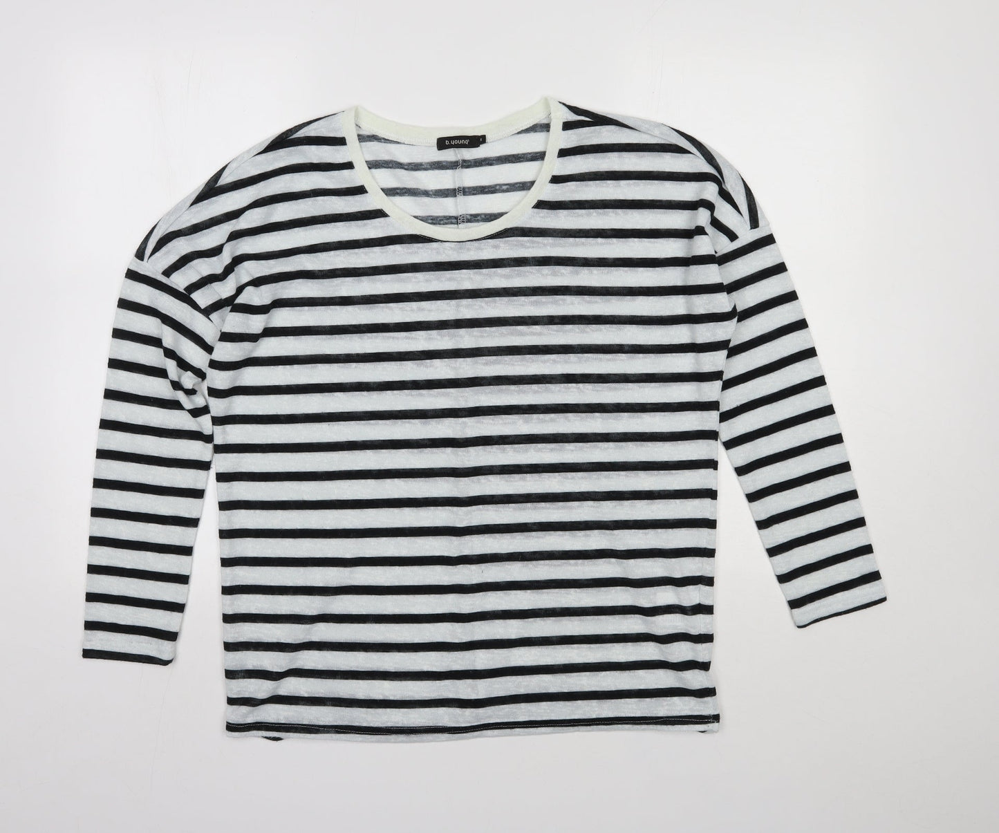 b.young Womens Multicoloured Scoop Neck Striped Polyester Pullover Jumper Size M