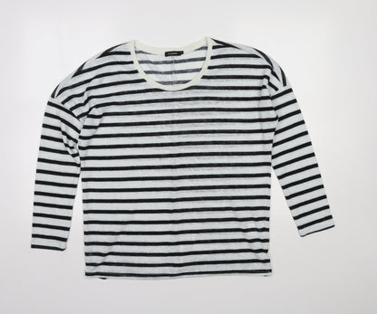 b.young Womens Multicoloured Scoop Neck Striped Polyester Pullover Jumper Size M