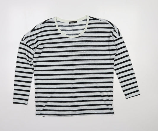 b.young Womens Multicoloured Scoop Neck Striped Polyester Pullover Jumper Size M