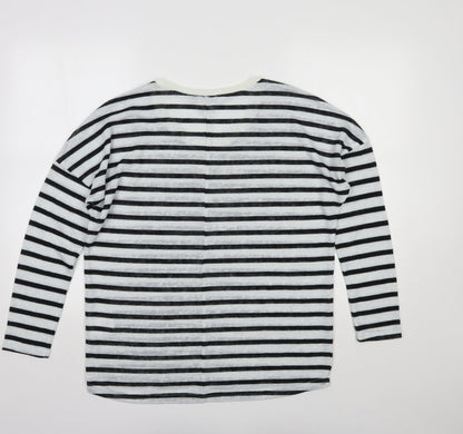 b.young Womens Multicoloured Scoop Neck Striped Polyester Pullover Jumper Size M