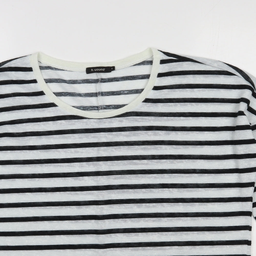 b.young Womens Multicoloured Scoop Neck Striped Polyester Pullover Jumper Size M