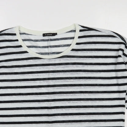 b.young Womens Multicoloured Scoop Neck Striped Polyester Pullover Jumper Size M