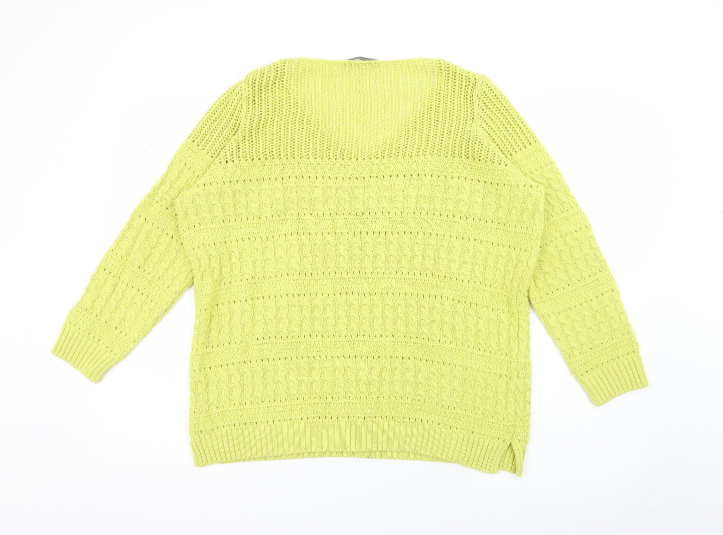 George Womens Green V-Neck  Cotton Pullover Jumper Size 14