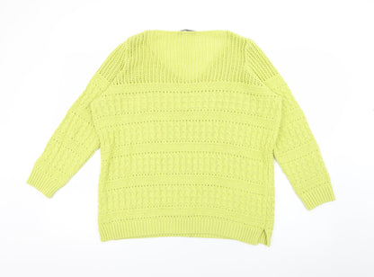 George Womens Green V-Neck  Cotton Pullover Jumper Size 14