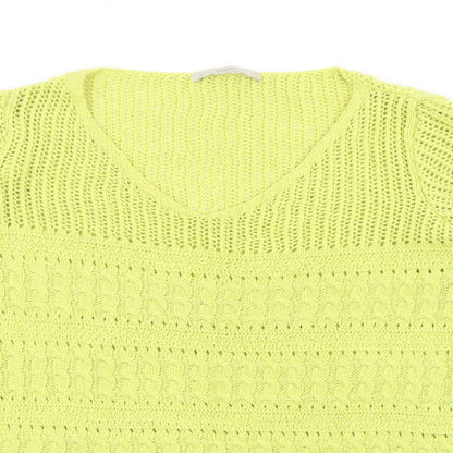 George Womens Green V-Neck  Cotton Pullover Jumper Size 14