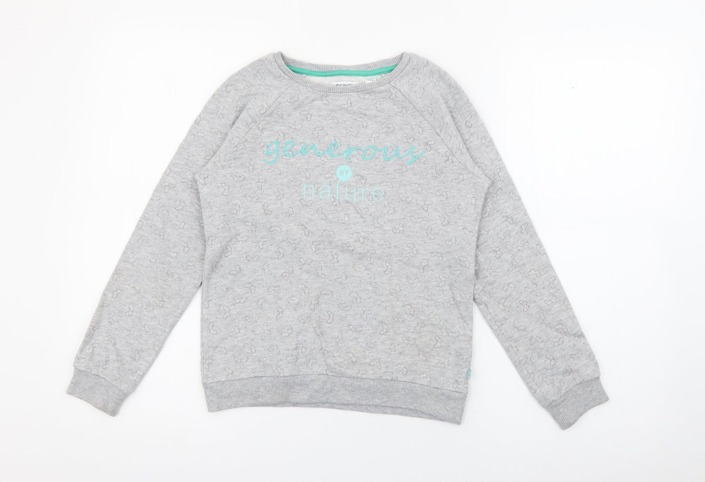 Okaidi Girls Grey Geometric Cotton Pullover Sweatshirt Size 10 Years