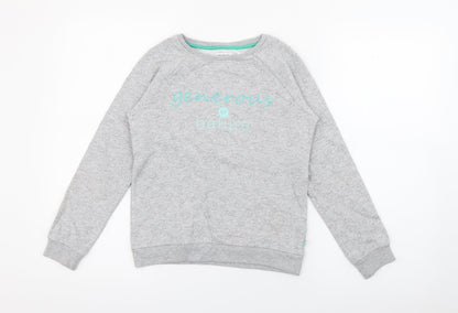 Okaidi Girls Grey Geometric Cotton Pullover Sweatshirt Size 10 Years