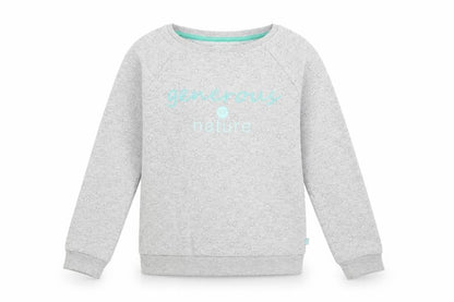 Front view of Okaidi girls’ grey geometric cotton pullover sweatshirt, size 10, years