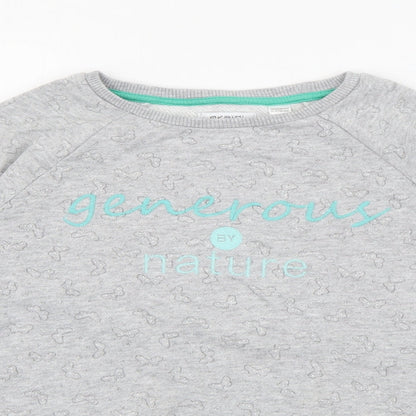 Okaidi Girls Grey Geometric Cotton Pullover Sweatshirt Size 10 Years