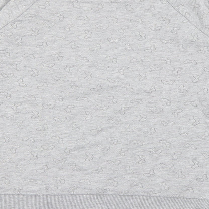 Okaidi Girls Grey Geometric Cotton Pullover Sweatshirt Size 10 Years