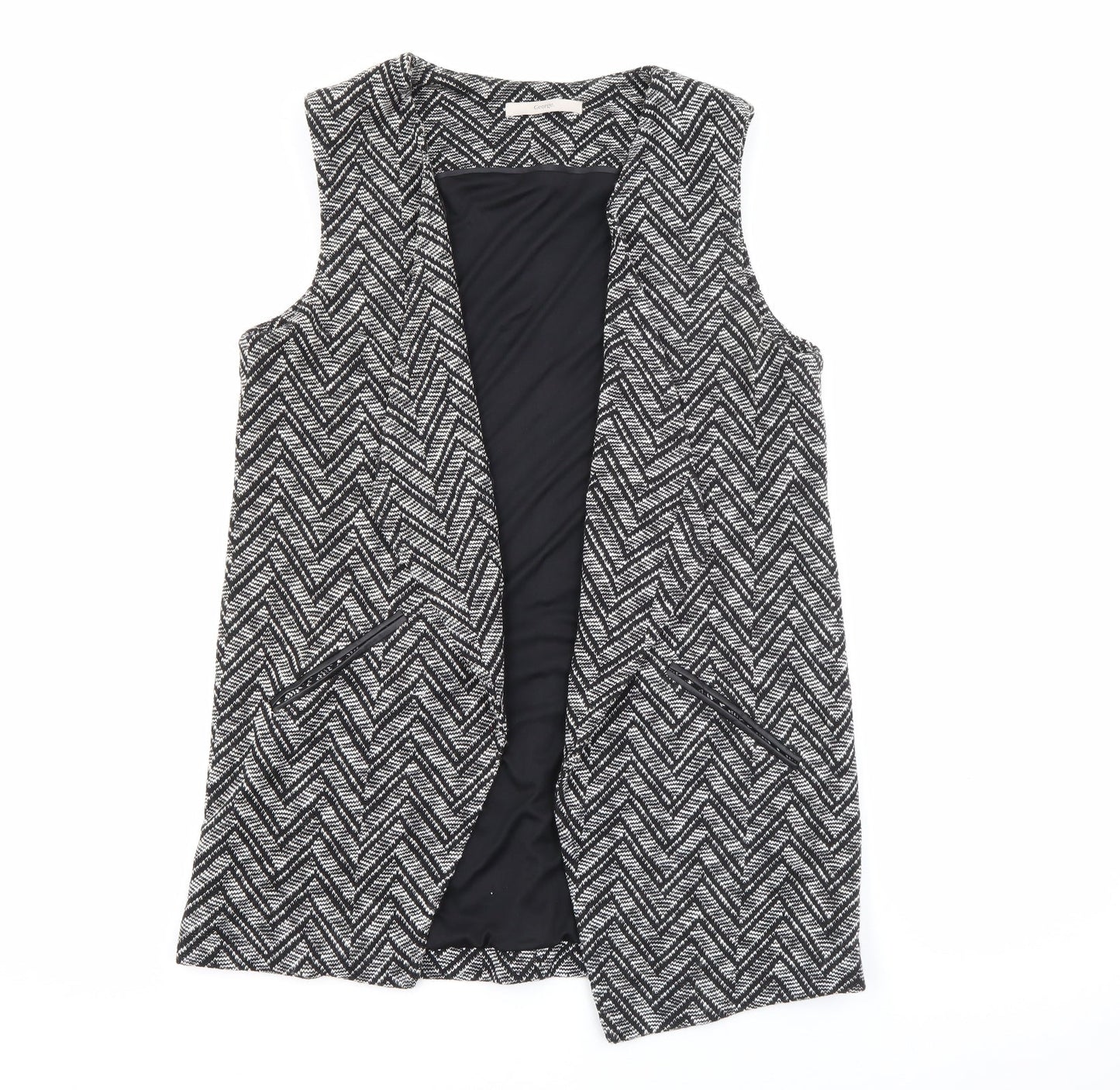 George Womens Black Geometric  Gilet Jacket Size 12
