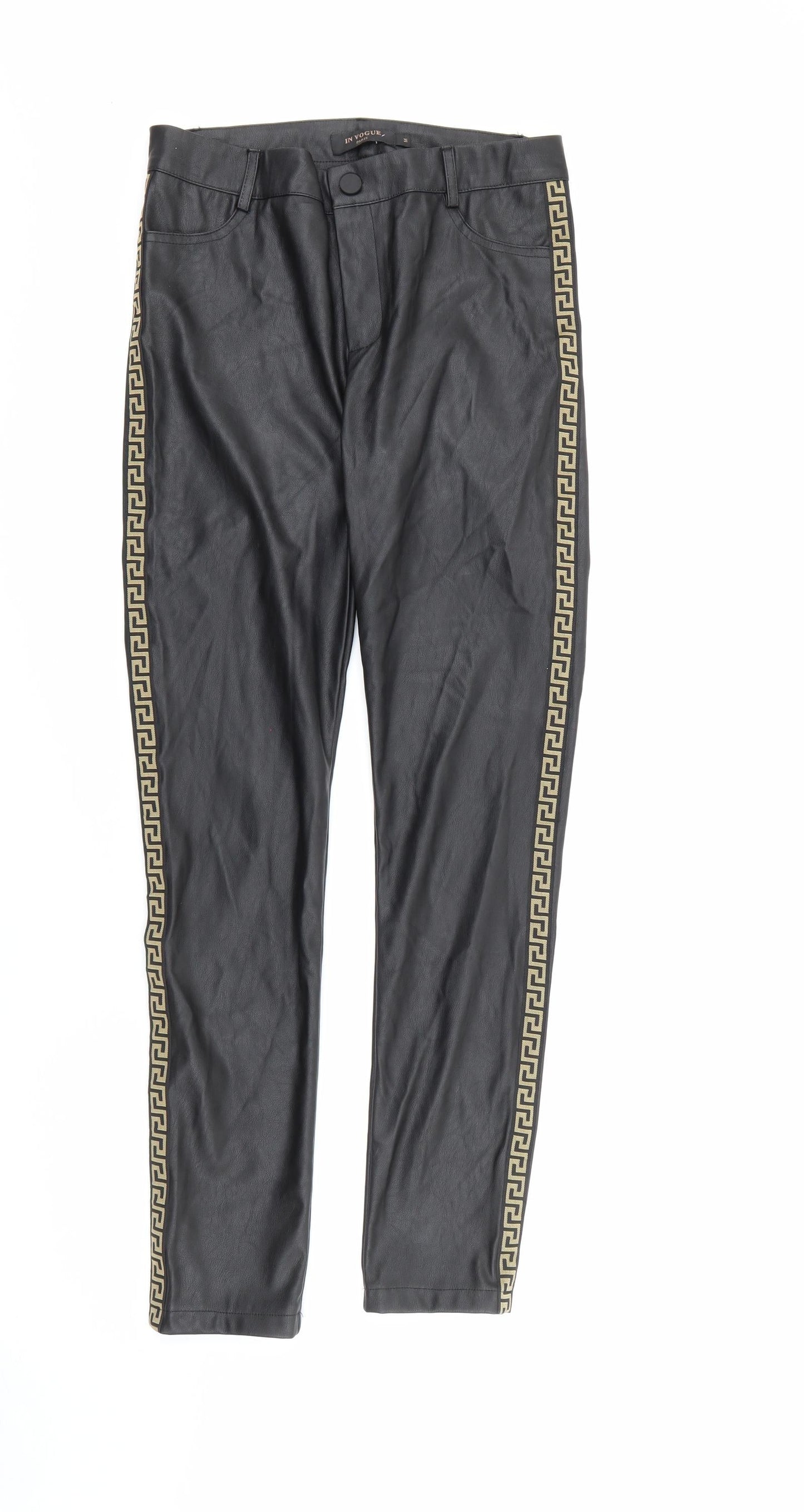 In Vogue Womens Black  Polyester Jegging Trousers Size M L27 in Regular Button