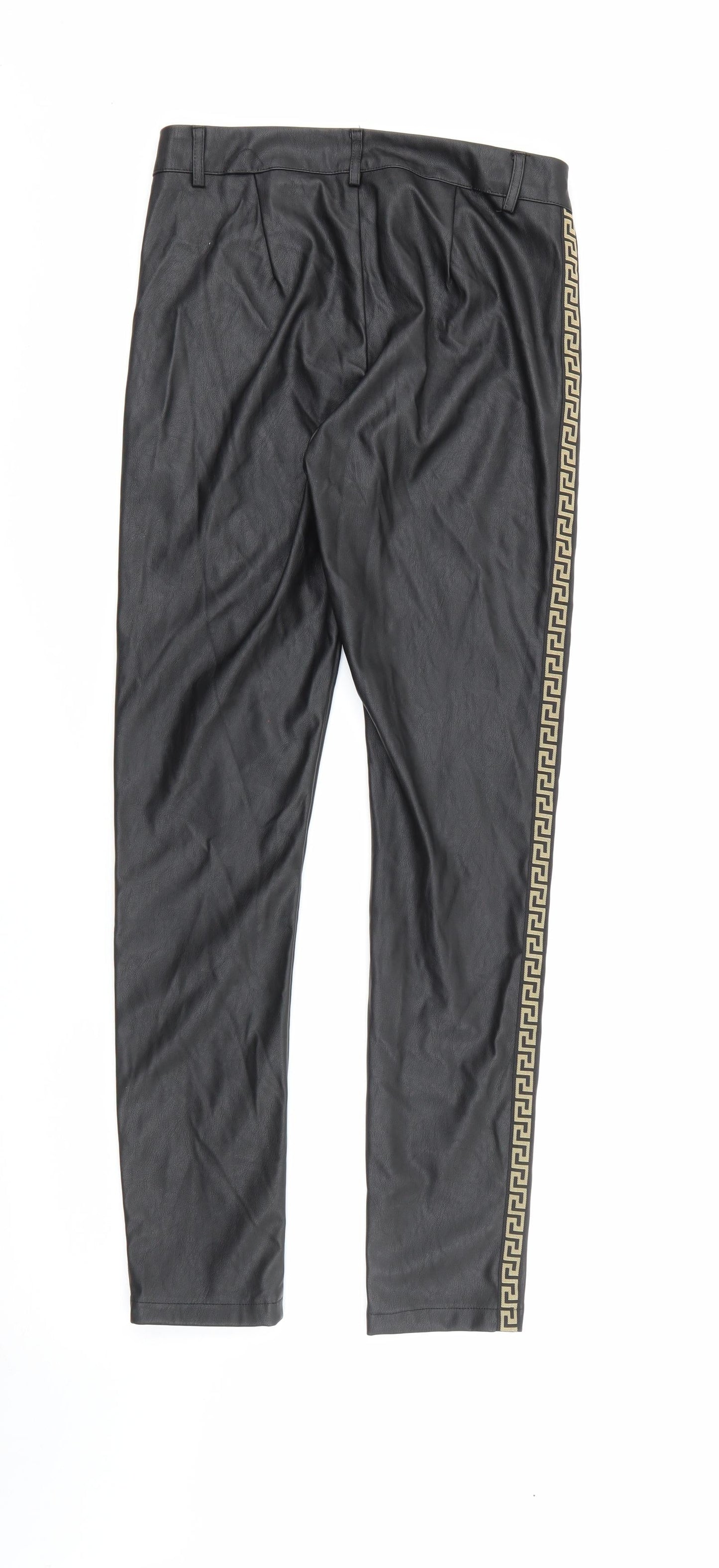 In Vogue Womens Black  Polyester Jegging Trousers Size M L27 in Regular Button